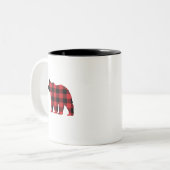 ベアーブラックシルエットバッファローチェック ツートーンマグカップ (正面左)