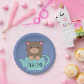 ベアーブルーキュートティーポット誕生日キッズ ペーパープレート (パーティー)