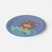 ベアーブルーキュートティーポット誕生日キッズ ペーパープレート (アングル)