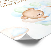 ベアーブルーグリーンボーイ赤ちゃんシャワーおむつラッフルサイン ポスター (角)