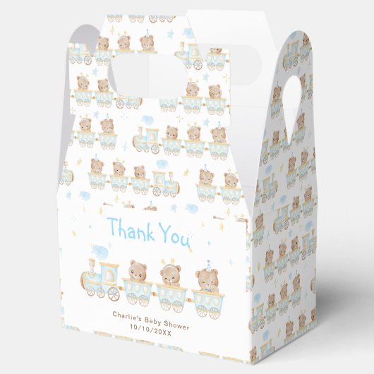 ベアーブルートレインベビーシャワーありがとう フェイバーボックス