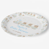 ベアーブルートレインベビーシャワー ペーパープレート (アングル)