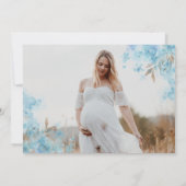 ベアーブルーバルーンウォーター色ボーイベビーシャワー写真 招待状 (裏面)