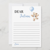 ベアーブルーバルーンタイムカプセルノートメッセージカード サンキューカード (正面)