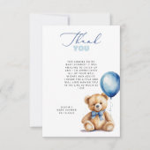 ベアーブルーバルーンベビーシャワーサンキューカード サンキューカード (正面)