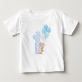 ベアーブルーバルーン乳児1歳 ベビーTシャツ (正面)
