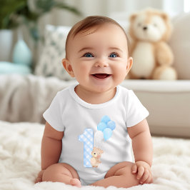 ベアーブルーバルーン乳児1歳 ベビーTシャツ