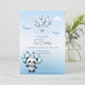 ベアーブルーバルーン子供の誕生日 招待状 (スタンド正面)