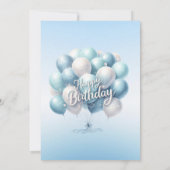 ベアーブルーバルーン子供の誕生日 招待状 (裏面)