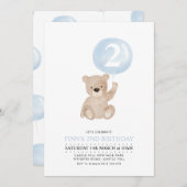 ベアーブルーバルーン2nd誕生日招待状 招待状 (正面/裏面)