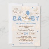 ベアーブルービー待ち男の子ベイビーシャワー 招待状 (正面)