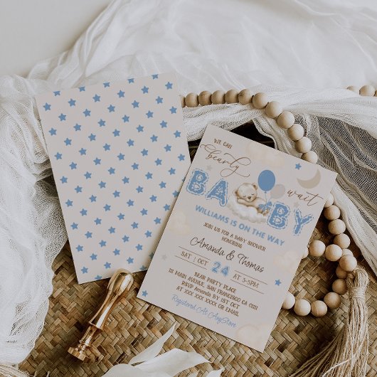 ベアーブルービー待ち男の子ベイビーシャワー 招待状