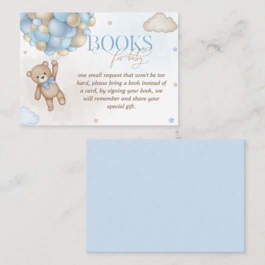 ベアーブルーブラウン赤ちゃんシャワー予約リクエスト エンクロージャーカード (正面/裏面)