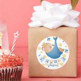 ベアーブルーベビーシャワー男の赤ちゃん ラウンドシール