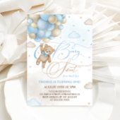 ベアーブルーボーイ1歳の誕生日 招待状