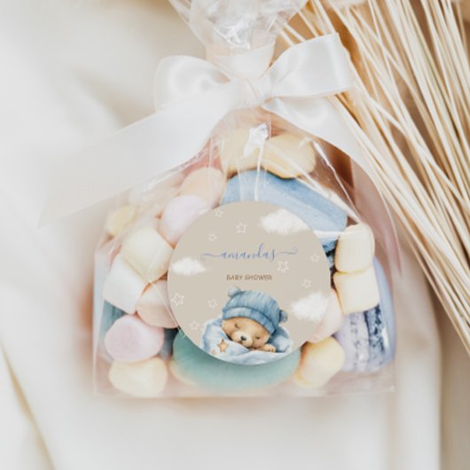 ベアーブルーミニマル男の赤ちゃんシャワー ラウンドシール