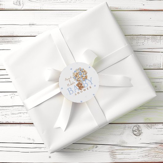 ベアーブルー真珠の待ちベビーシャワー ラウンドシール