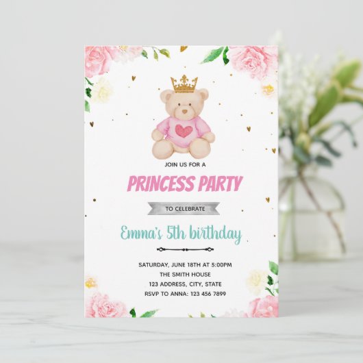 ベアープリンセススランバーパーティの招待状 招待状 (スタンド正面)