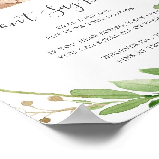 ベアーベイビーシャワーはベビーのサインを言わない ポスター (角)