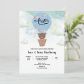 ベアーベイビーシャワーを待つ水色アドベンチャー 招待状 (スタンド正面)