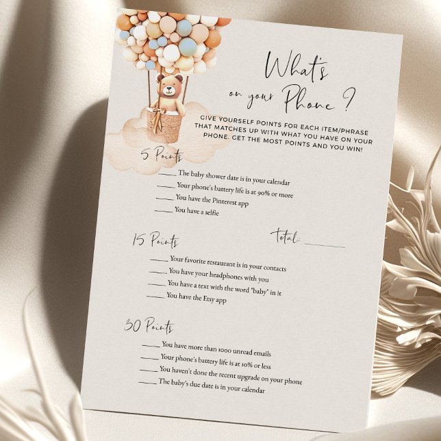 ベアーベイビーシャワーゲームあなたの携帯電話の何？ (クリエイターアップロード済み)