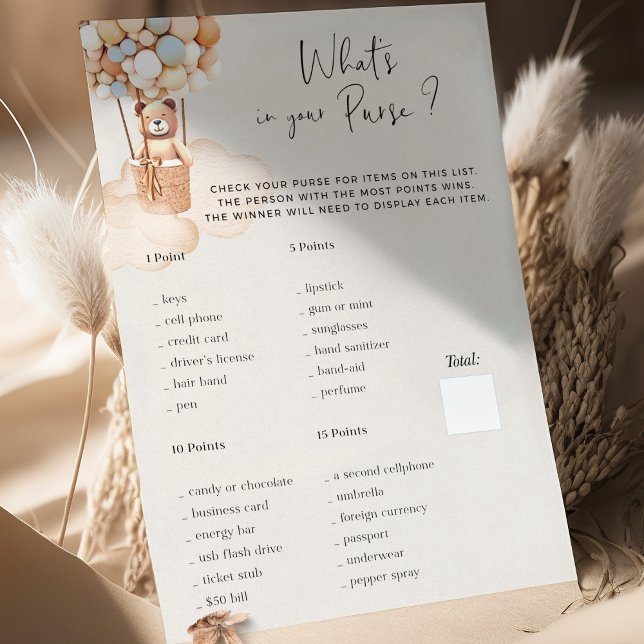 ベアーベイビーシャワーゲームあなたの財布の中の何か？ (クリエイターアップロード済み)