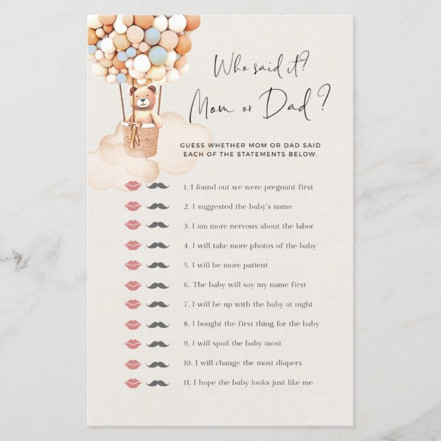 ベアーベイビーシャワーゲームそれを言った (正面)