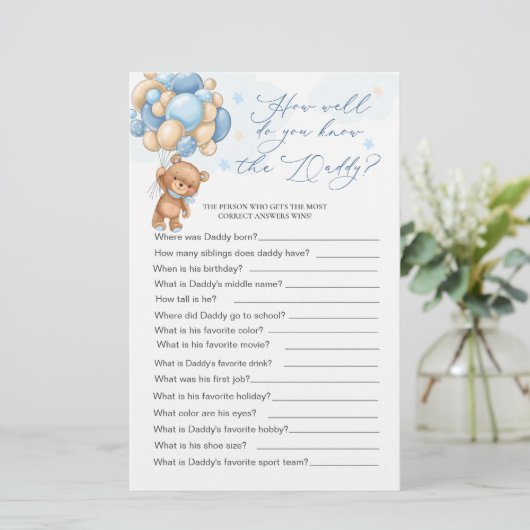 ベアーベイビーシャワーゲームどのくらいパパを知っている (スタンド正面)