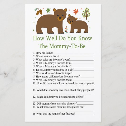 ベアーベイビーシャワーゲームをどれだけ知っているか (正面)