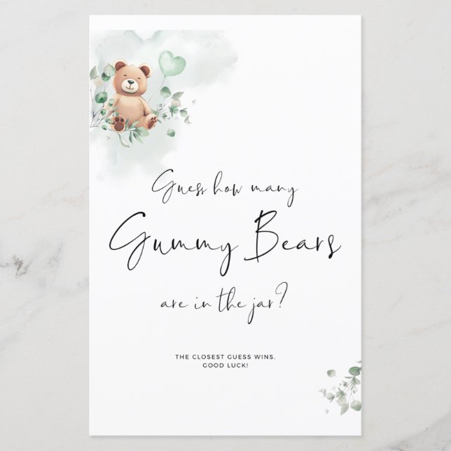 ベアーベイビーシャワーゲーム – いくつかを推測 (正面)