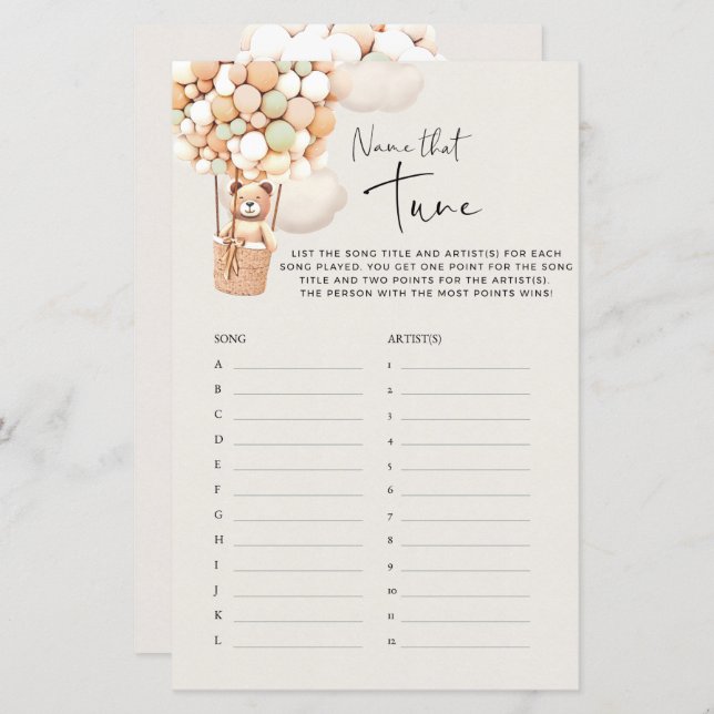 ベアーベイビーシャワーゲーム – その曲の名前！ (正面/裏面)