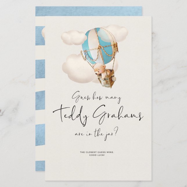 ベアーベイビーシャワーゲーム – テディグラハムの数は？ (正面/裏面)