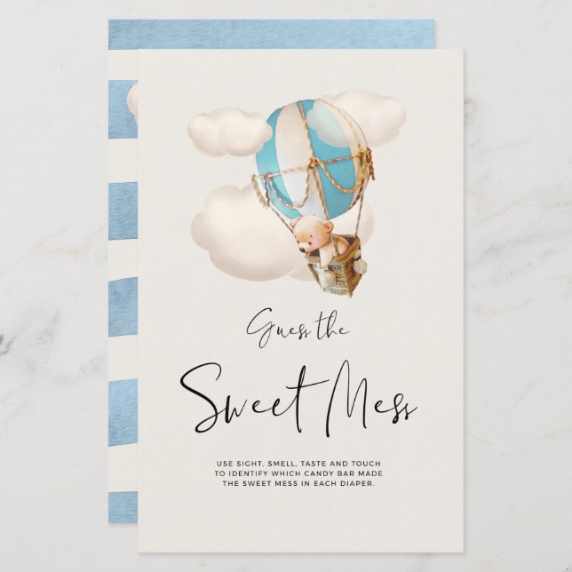ベアーベイビーシャワーゲーム – 甘い混乱の兆候を推測 (正面/裏面)