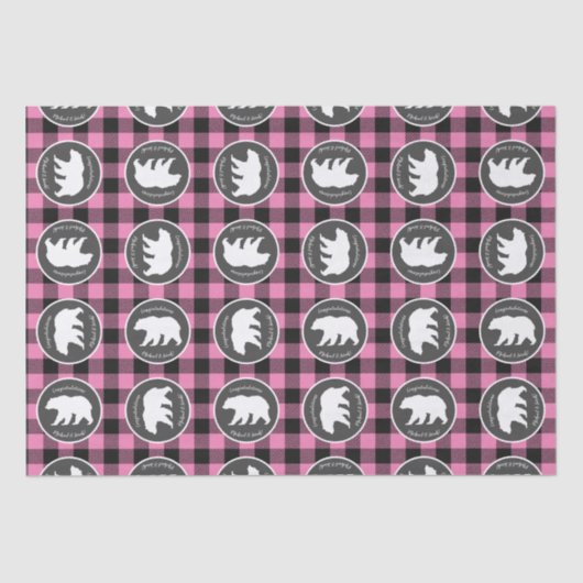 ベアーベイビーシャワーピンク 薄葉紙 (正面)