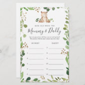 ベアーベイビーシャワー彼らはゲームカードの年齢 (正面/裏面)