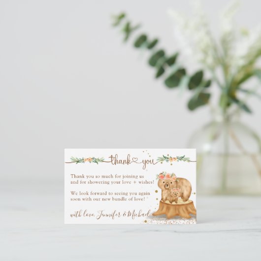 ベアーベイビーシャワー新しいママありがとう エンクロージャーカード (スタンド正面)