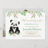 ベアーベイビーシャワー緑の水の色のカスタム写真 招待状 (正面/裏面)