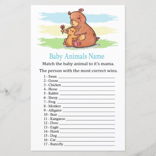 ベアーベビーアニマルズネームゲーム (正面)