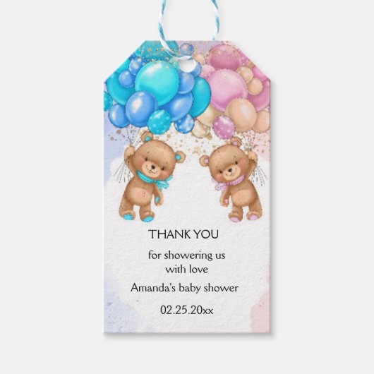 ベアーベビーシャワーありがとうギフトラベル ギフトタグ (正面)