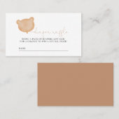 ベアーベビーシャワーおむつラッフルチケット プレイスカード (正面/裏面)