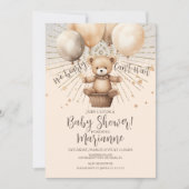 ベアーベビーシャワーグリッターボヘミ素朴アン 招待状 (正面)