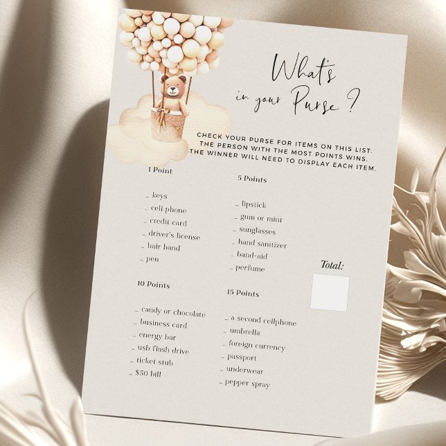 ベアーベビーシャワーゲームあなたの財布の中にあるものを (クリエイターアップロード済み)
