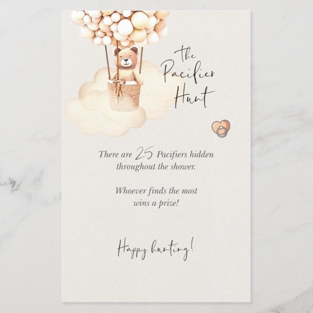 ベアーベビーシャワーゲームおしゃぶり狩り (正面)