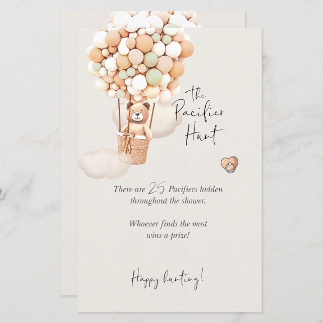 ベアーベビーシャワーゲーム – おしゃぶり狩り (正面/裏面)