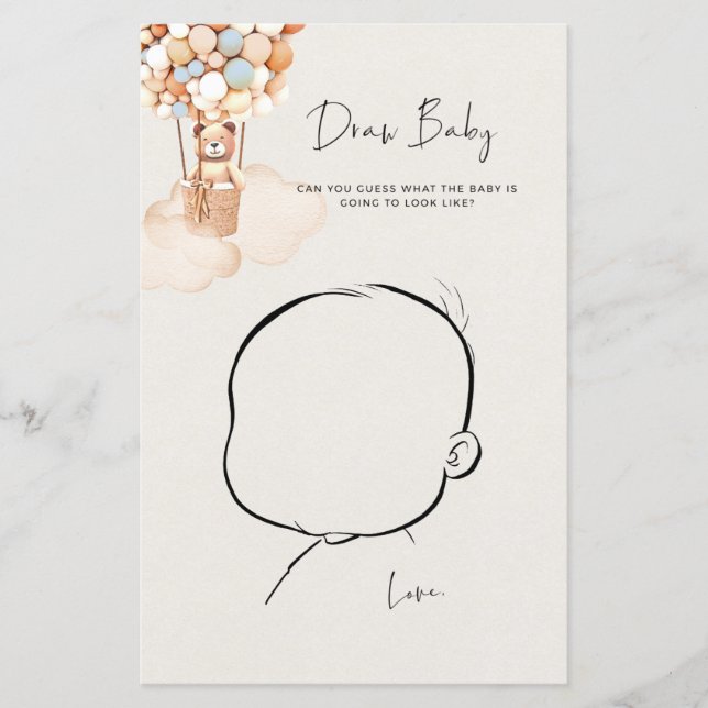ベアーベビーシャワーゲーム – 描画ベビー (正面)