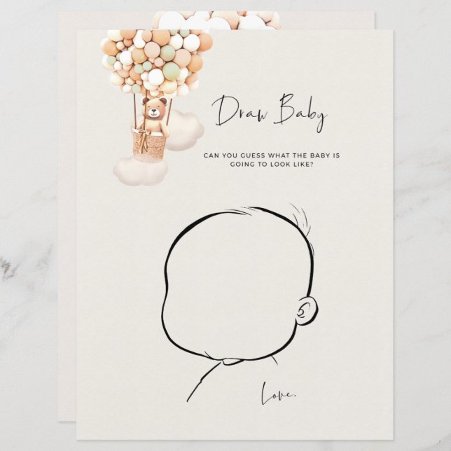 ベアーベビーシャワーゲーム – 描画ベビー (正面/裏面)