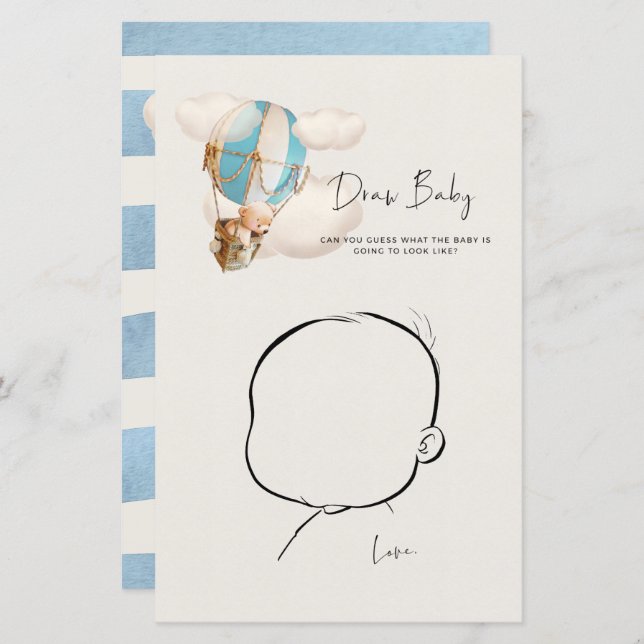 ベアーベビーシャワーゲーム – 描画ベビー (正面/裏面)