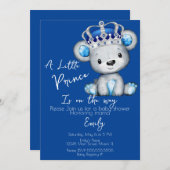 ベアーベビーシャワープリンスボーイパーティー 招待状 (正面/裏面)