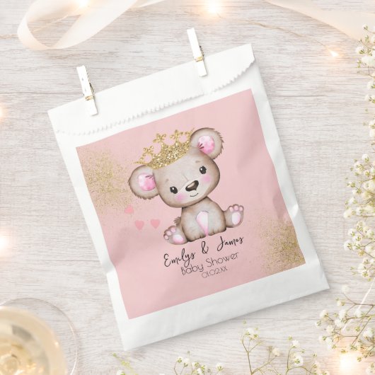 ベアーベビーシャワープリンセススパークリピンク フェイバーバッグ (クリップ留めされた状態)