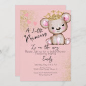 ベアーベビーシャワープリンセススパークリピンク 招待状 (正面/裏面)